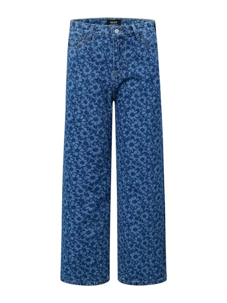 Men's Printed Wide Leg Jeans