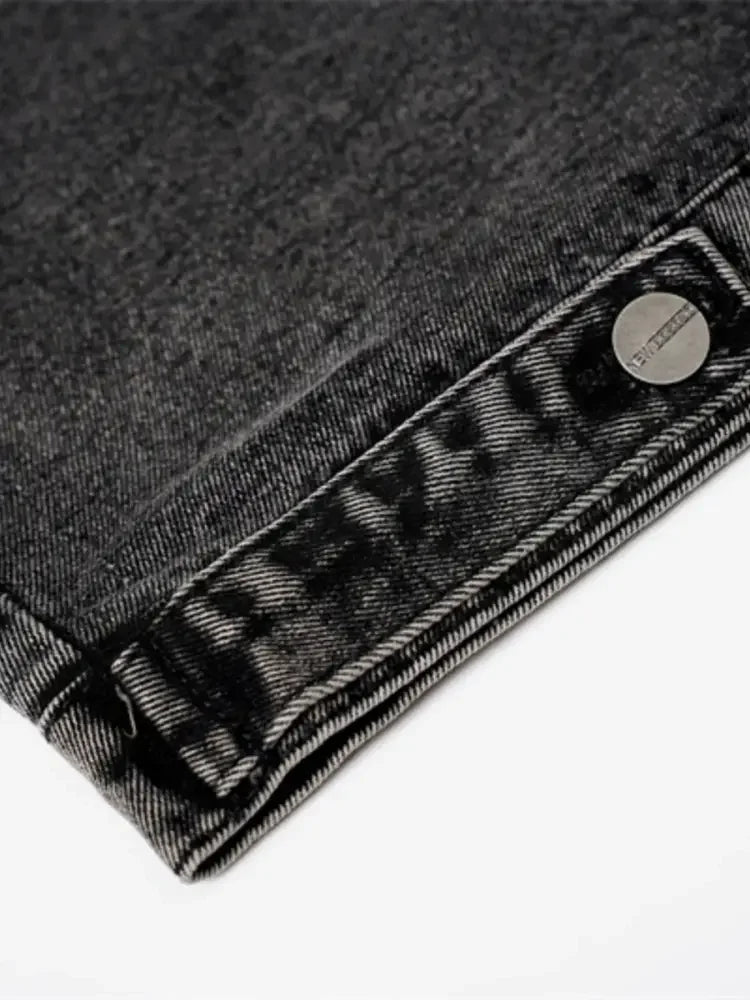 Men's Raw Hem Button Up Sleeveless Denim Jacket