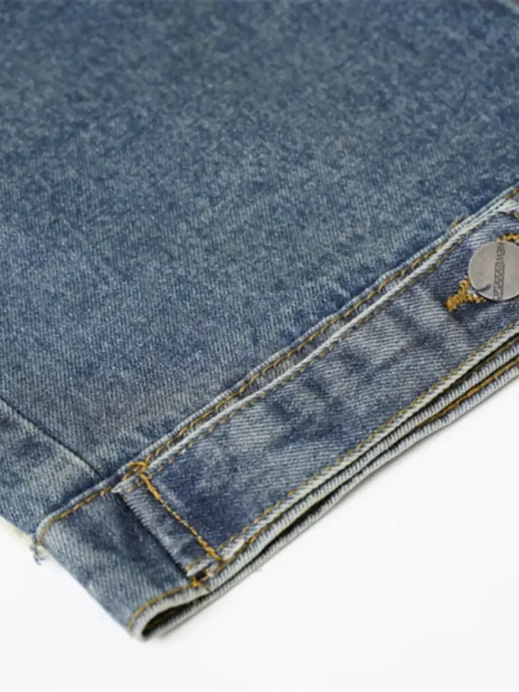 Men's Raw Hem Button Up Sleeveless Denim Jacket