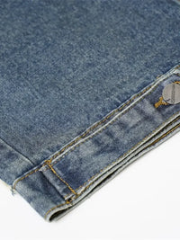 Men's Raw Hem Button Up Sleeveless Denim Jacket