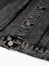 Men's Raw Hem Button Up Sleeveless Denim Jacket