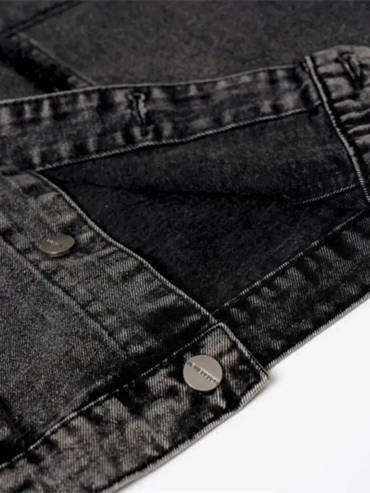 Men's Raw Hem Button Up Sleeveless Denim Jacket