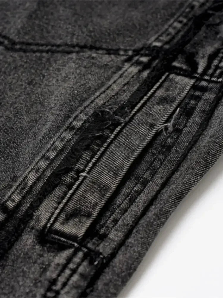 Men's Raw Hem Button Up Sleeveless Denim Jacket