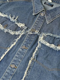 Men's Raw Hem Button Up Sleeveless Denim Jacket