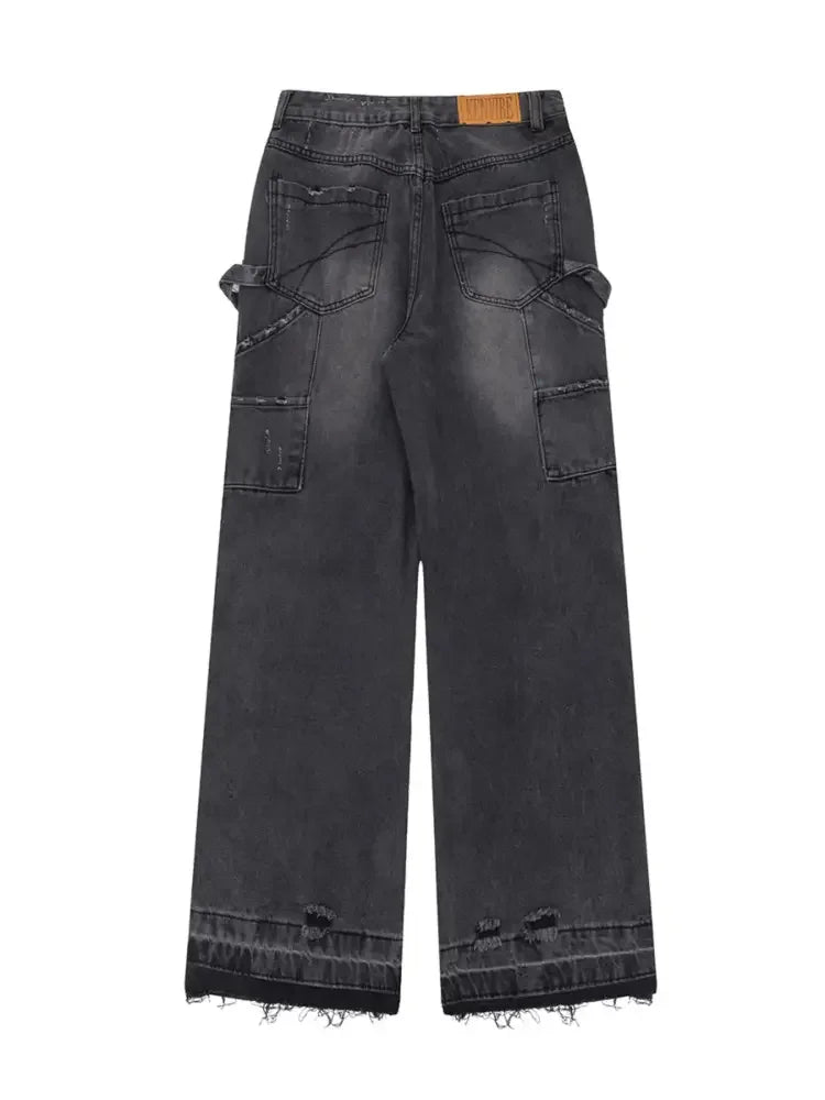 Men's Raw Hem Wide Leg Jeans