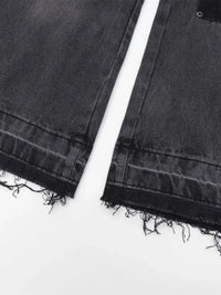 Men's Raw Hem Wide Leg Jeans