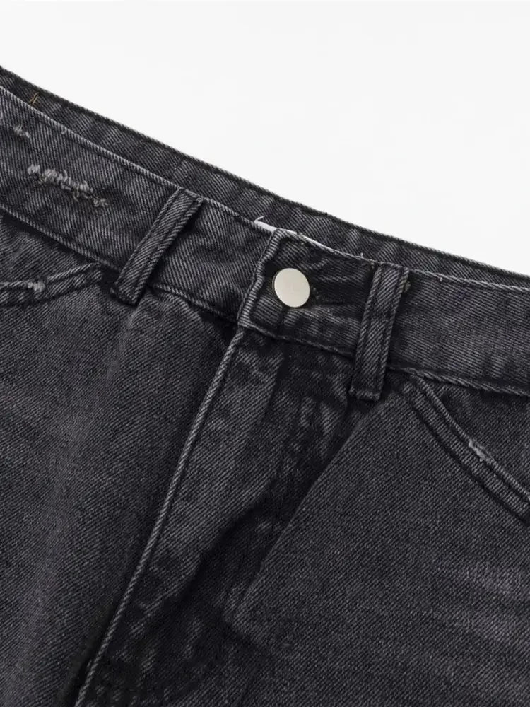 Men's Raw Hem Wide Leg Jeans