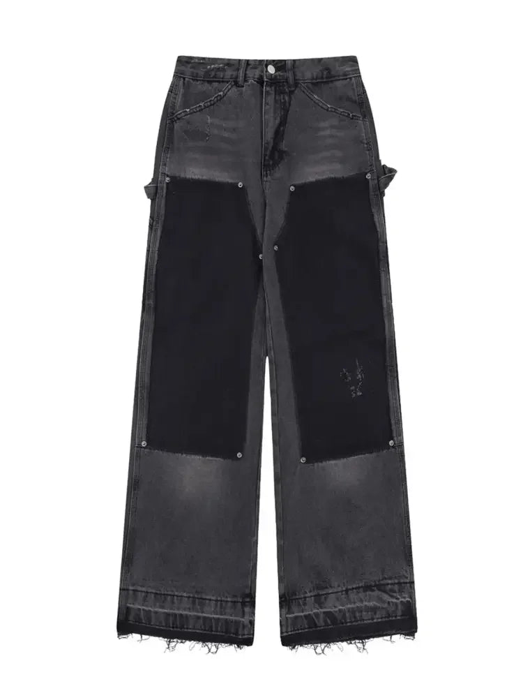 Men's Raw Hem Wide Leg Jeans