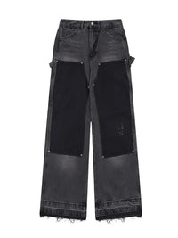 Men's Raw Hem Wide Leg Jeans