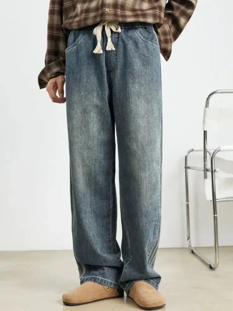 Men's Relaxed Fit Drawstring Wash Jeans - Update AvenueTrendsi100400132215377100400132215377Men's Relaxed Fit Drawstring Wash JeansBlue