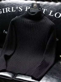 Men's Ribbed Turtleneck Long Sleeve Sweater