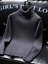 Men's Ribbed Turtleneck Long Sleeve Sweater