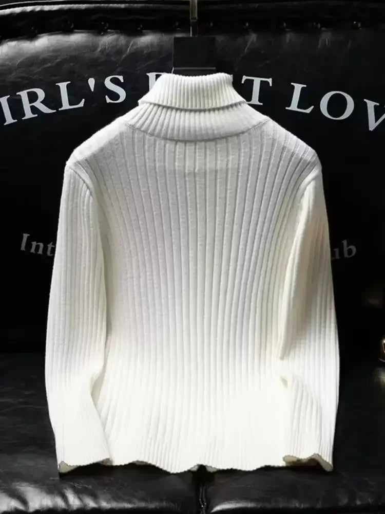 Men's Ribbed Turtleneck Long Sleeve Sweater