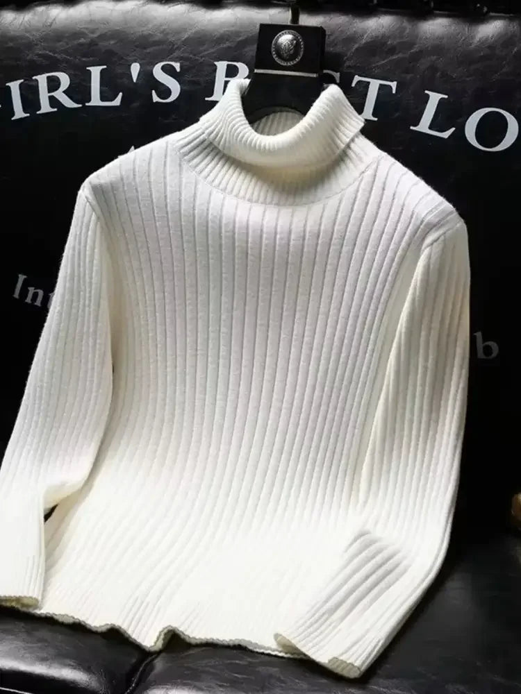 Men's Ribbed Turtleneck Long Sleeve Sweater