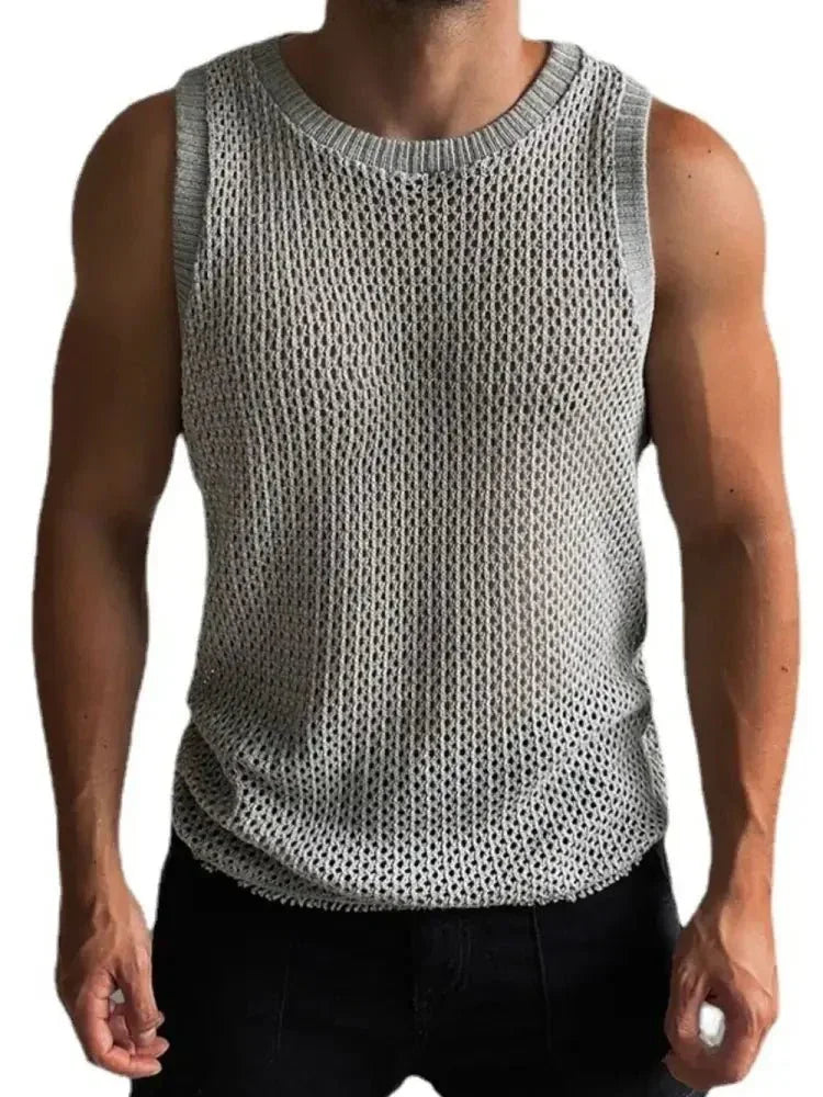 Men's Round Neck Hollow Out Sleeveless Knit Top - Update AvenueTrendsi100400916204560100400916204560c6e04230 - 4e92 - 445a - 83be - c078bd7adca6 - MaxGray