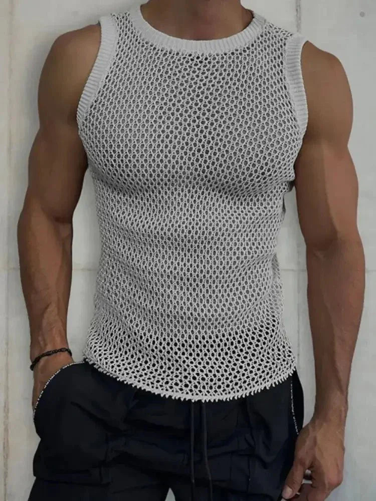 Men's Round Neck Hollow Out Sleeveless Knit Top - Update AvenueTrendsi1004009162045601004009162045602e757d3d - 1e6d - 413d - bfd3 - 4e11c0fe58e8 - MaxGray