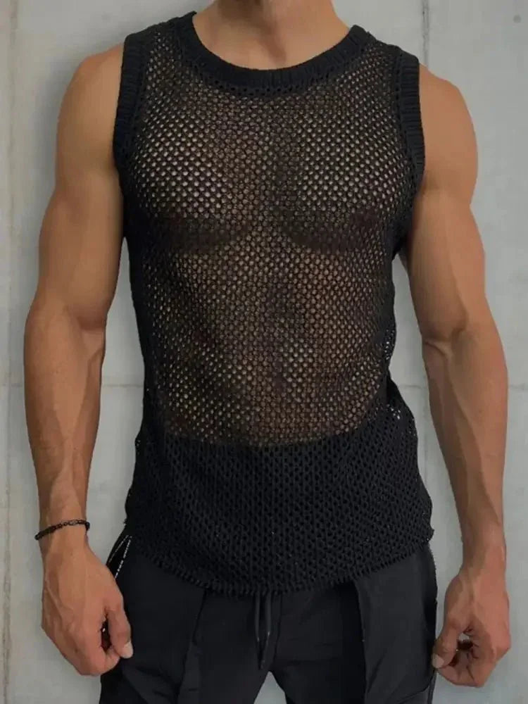 Men's Round Neck Hollow Out Sleeveless Knit Top - Update AvenueTrendsi100400916208522100400916208522bb67c131 - f67c - 4a47 - a25a - 32b6e44702c7 - MaxBlack
