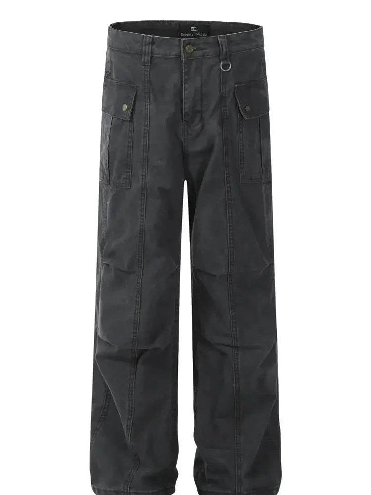 Men's Ruched Cargo Straight Jeans with Multiple Pockets - Update AvenueTrendsi100400555868894100400555868894Men's Ruched Cargo Straight Jeans with Multiple PocketsCharcoal Gray