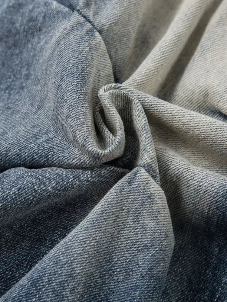 Men's Ruched Wide Leg Jeans