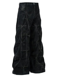 Men's Ruched Wide Leg Jeans