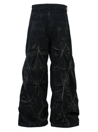 Men's Ruched Wide Leg Jeans