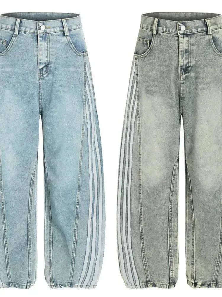 Men's Side Striped Wide Leg Jeans - Update AvenueTrendsi100400282725129100400282725129Men's Side Striped Wide Leg JeansDark Blue