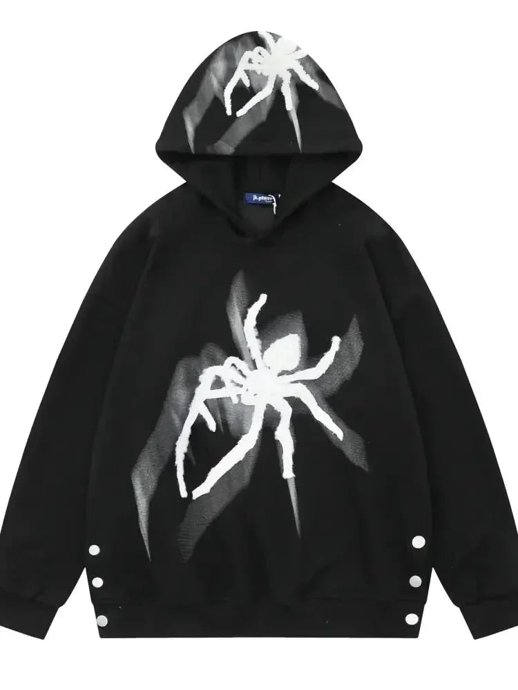 Men's Spider Graphic Oversized Hoodie with Side Button Details - Update AvenueHalloweenTrendsi100400156356502100400156356502e58db6f48eed45f69ca108a825ac3edf - Max - OriginBlack