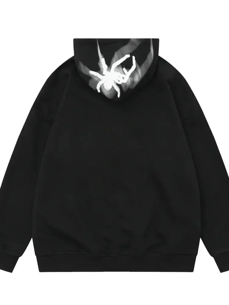 Men's Spider Graphic Oversized Hoodie with Side Button Details - Update AvenueHalloweenTrendsi1004001563565021004001563565021679f51dd7bc49d2af74f9b8ede0f197 - Max - OriginBlack
