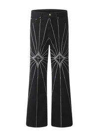 Men's Spider Web Embroidered Flared Jeans - Update AvenueTrendsi100400294337485100400294337485Men's Spider Web Embroidered Flared JeansBlack