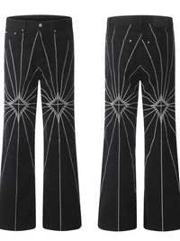 Men's Spider Web Embroidered Flared Jeans - Update AvenueTrendsi100400294337485100400294337485Men's Spider Web Embroidered Flared JeansBlack