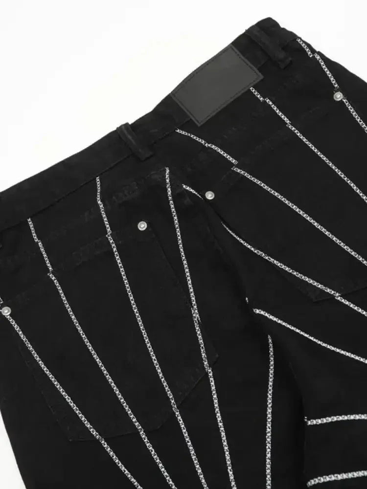 Men's Spider Web Embroidered Flared Jeans - Update AvenueTrendsi100400294337485100400294337485Men's Spider Web Embroidered Flared JeansBlack
