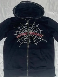 Men's Spider Web Rhinestones Zip - Up Hoodie - Update AvenueHalloweenTrendsi100400467813759100400467813759e726ce85 - f7d6 - 46c2 - 970d - 91146a3023a9 - MaxBlack