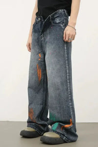Men's Splash Print Wide Leg Jeans - Update AvenueTrendsi100400244335002100400244335002Men's Splash Print Wide Leg JeansMedium