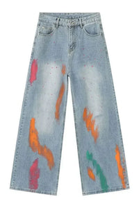 Men's Splash Print Wide Leg Jeans - Update AvenueTrendsi100400244338509100400244338509Men's Splash Print Wide Leg JeansLight