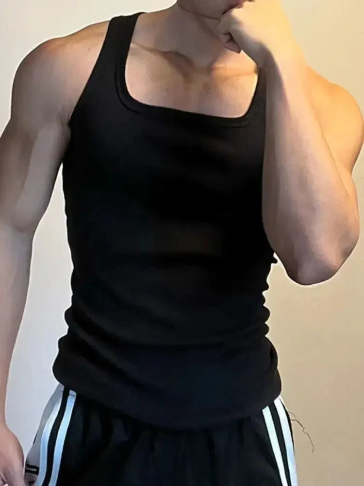 Men's Square Neck Wide Strap Tank - Update AvenueTrendsi100400736628845100400736628845237b38fc - b1bc - 4ab5 - 9e21 - 2b9770cee070 - MaxBlack