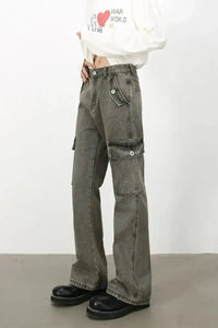 Men's Straight Leg Jeans with Cargo Pockets - Update AvenueTrendsi100400285690136100400285690136Men's Straight Leg Jeans with Cargo PocketsDark Gray