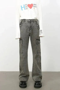 Men's Straight Leg Jeans with Cargo Pockets - Update AvenueTrendsi100400285690136100400285690136Men's Straight Leg Jeans with Cargo PocketsDark Gray