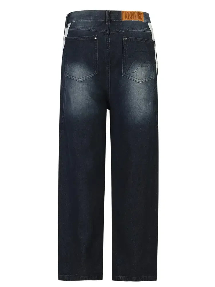 Men's Stripe Wash Straight Leg Jeans