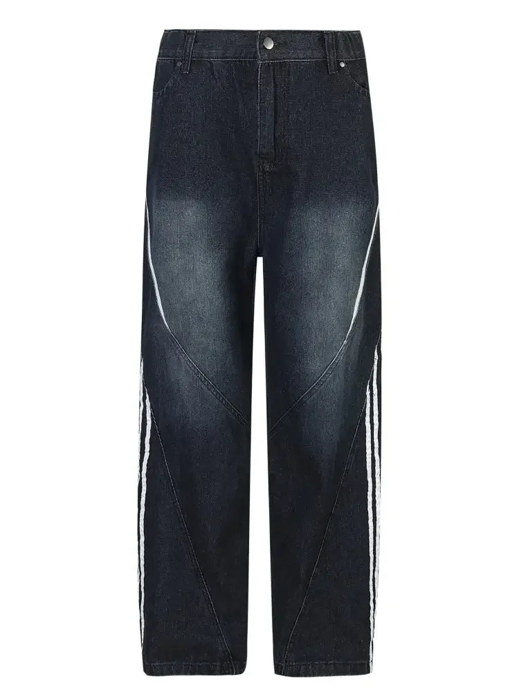 Men's Stripe Wash Straight Leg Jeans