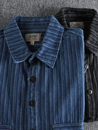 Men's Striped Button Down Denim Shirt