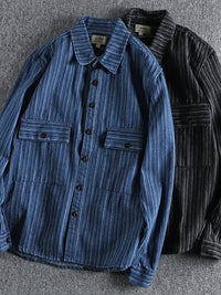 Men's Striped Button Down Denim Shirt