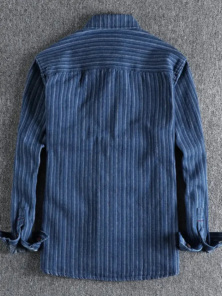 Men's Striped Button Down Denim Shirt