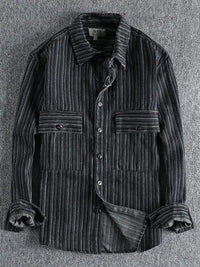 Men's Striped Button Down Denim Shirt