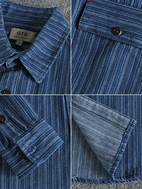 Men's Striped Button Down Denim Shirt