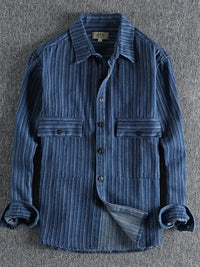 Men's Striped Button Down Denim Shirt
