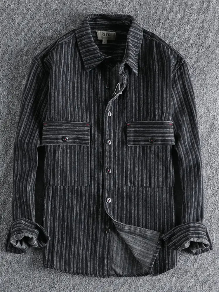 Men's Striped Button Down Denim Shirt