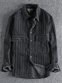 Men's Striped Button Down Denim Shirt