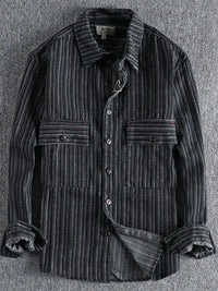 Men's Striped Button Down Denim Shirt