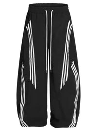Men's Striped Drawstring Wide Leg Pants