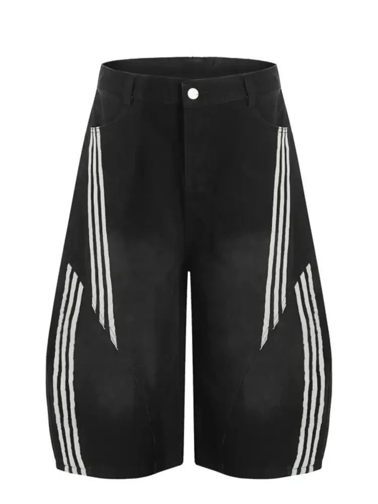Men's Striped Loose Fit Denim Shorts